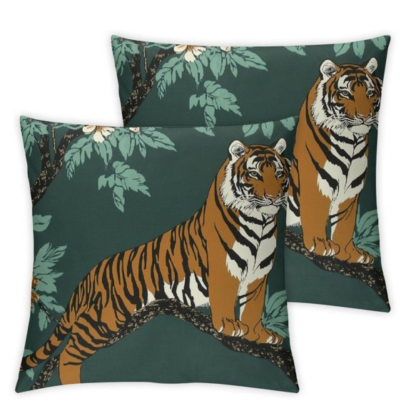 Pillow Cover,Tiger and Peacock Throw Pillow Case Modern Cushion Cover Square Pillowcase Decoration for Sofa Bed Chair Car