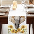 thumbnail image 3 of Modern Elephants Table Runner, Spring Summer Watercolor Sunflowers Daisy Cotton Linen Table Runners 120 Inches Long, Dresser Scarf Runner for Dining/Living Room/Kitchen/Square Tables 13''x120'', 3 of 9