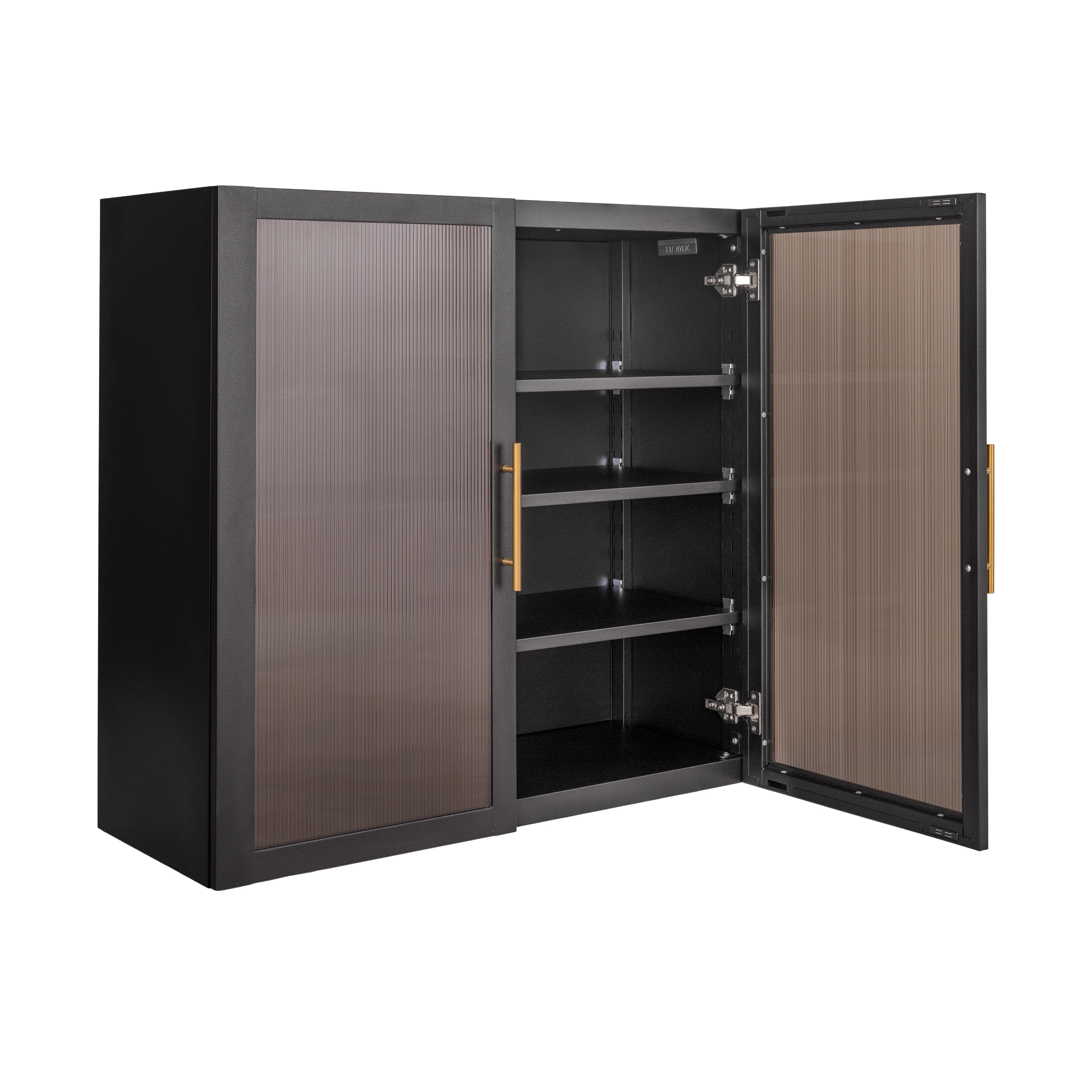 HOME Steel Storage Cabinet, Stackable Display Case, 36"W x 14"D, Black