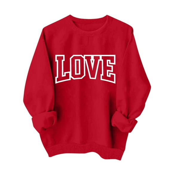 TKYCMSUAKI Plus Size Valentines Sweatshirts for Women Love Hearts Graphic Pullover Shirts Round Neck Long Sleeve Sweatshirt Loose Fit Tops for Valentine's Day
