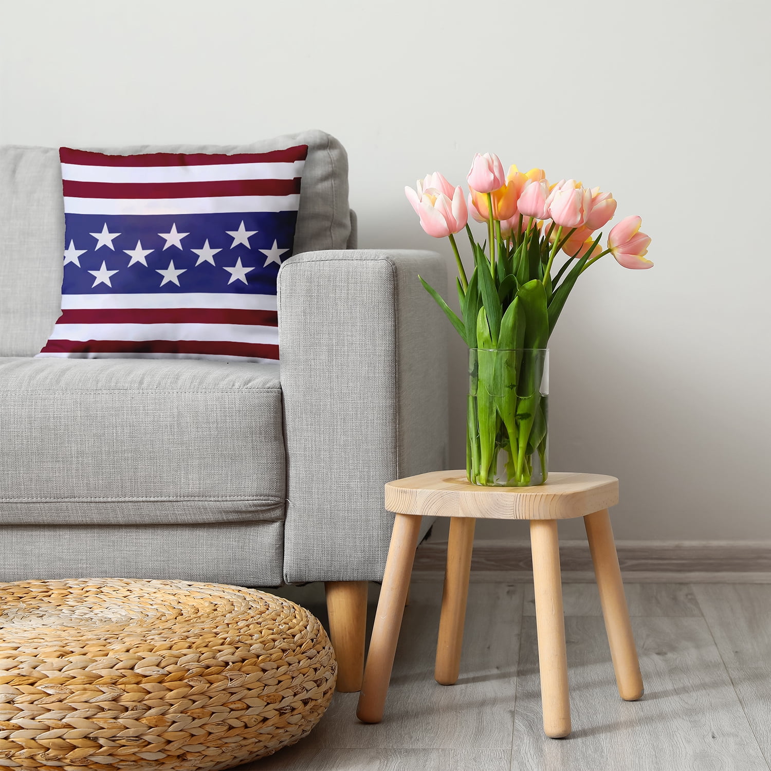 24" x 24" Simply Daisy Stars and Bars Poly Pillow with Zipper, Purplish Blue Qty 1