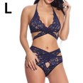 thumbnail image 1 of Conjunto de ropa interior de malla de encaje para mujer Lencería sexy Ropa de dormir Ropa de dormir, Azul, L sidaley XX000073-09, 1 of 7