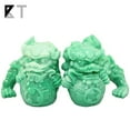 thumbnail image 2 of Feng Shui Fu Foo Dogs Guardian Lion Statue Paperweight, Pair, Green, 2 Inch, 2 of 5