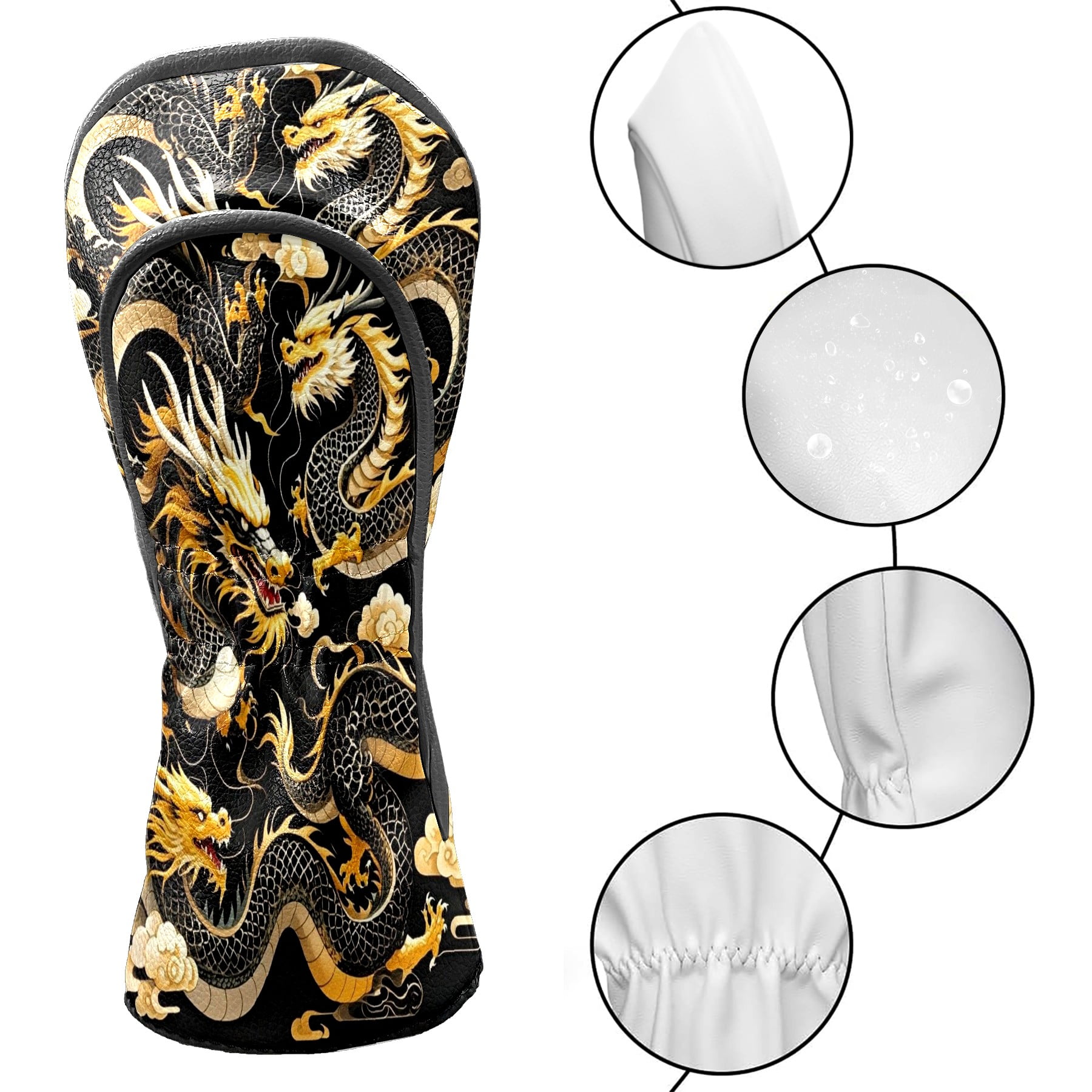 Golf Club Head Cover Waterproof Leather Golf Accessories HeadCovers Set Driver Headcover for Women Men Dargon