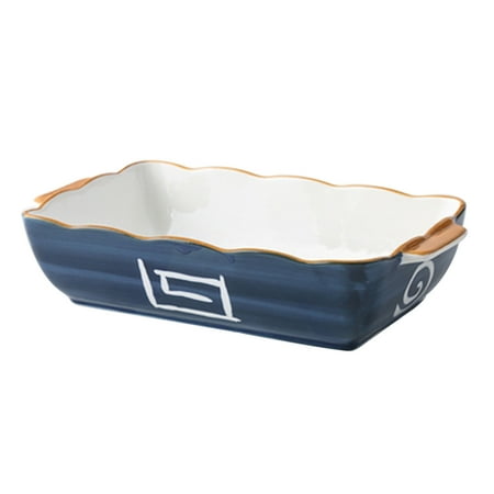 

Blue Lasagne Dish Ceramic Baking Dish With Handles Porcelain Pie Dish For Oven-c