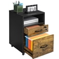 thumbnail image 5 of Yaheetech 2-Drawer Wooden Vintage File Cabinet with Wheels for Home and Office, Black/Rustic Brown, 5 of 9