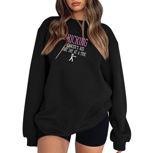 Gibobby Sudadera mujer Sudadera de manga larga con cuello redondo para mujer(Negro,CH)