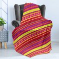 thumbnail image 4 of Mexican Soft Flannel Fleece Throw Blanket, Vibrant Colored Striped Pattern with Abstract Lizard Animal Folk Borders, Cozy Plush for Indoor and Outdoor Use, 50" x 60", Multicolor, by Ambesonne, 4 of 5