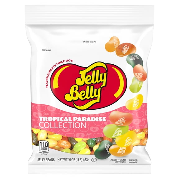 Jelly Belly Tropical Paradise Assorted Jelly Beans - 1 Pound (16 Ounces) Resealable Bag - Genuine, Official, Straight from the Source