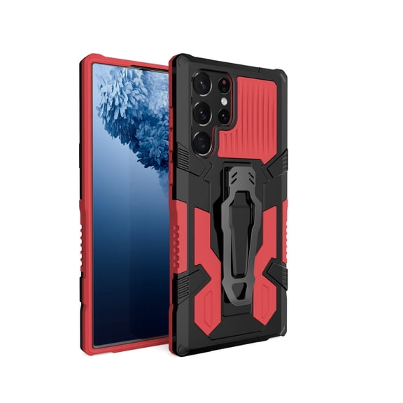 Allytechgroup for Samsung Galaxy S25 Case with Stand, Military Grade Protection Compatible with Magnetic Car Mount Anti-slip Back Bucket Shockproof Case for Samsung Galaxy S25 , Red