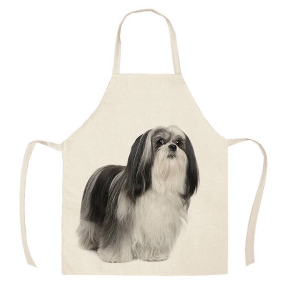 Delantal de lino de cocina con estampado de perro, babero de limpieza, accesorios para hornear para chefs domésticos Tmvgtek Para estrenar