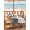 thumbnail image 2 of Outdoor Tablecloth with Umbrella Hole for Patio/Picnic/Party/Camping, Modern Grey Gold Waterproof Table Cloth Rectangle Table Cover Washable, Minimalist Geometric Yellow Striped (52"x 70"), 2 of 8