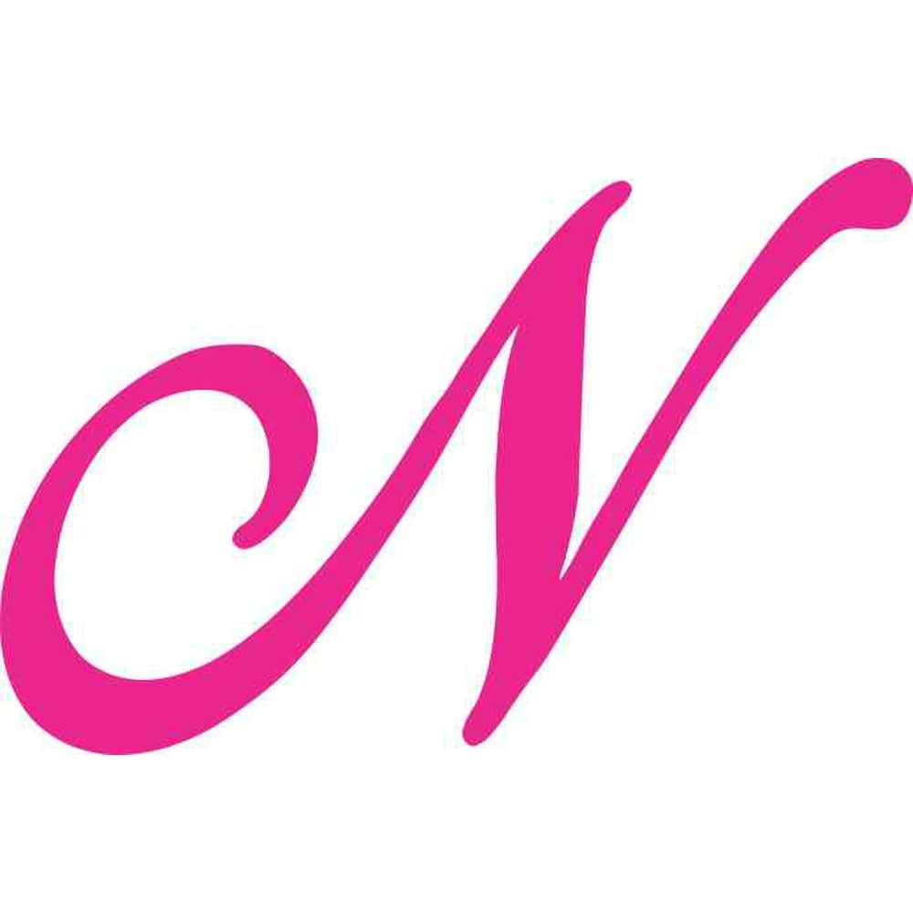 45in X 3in Pink Cursive N Monogram Sticker Fancy Vinyl Vehicle