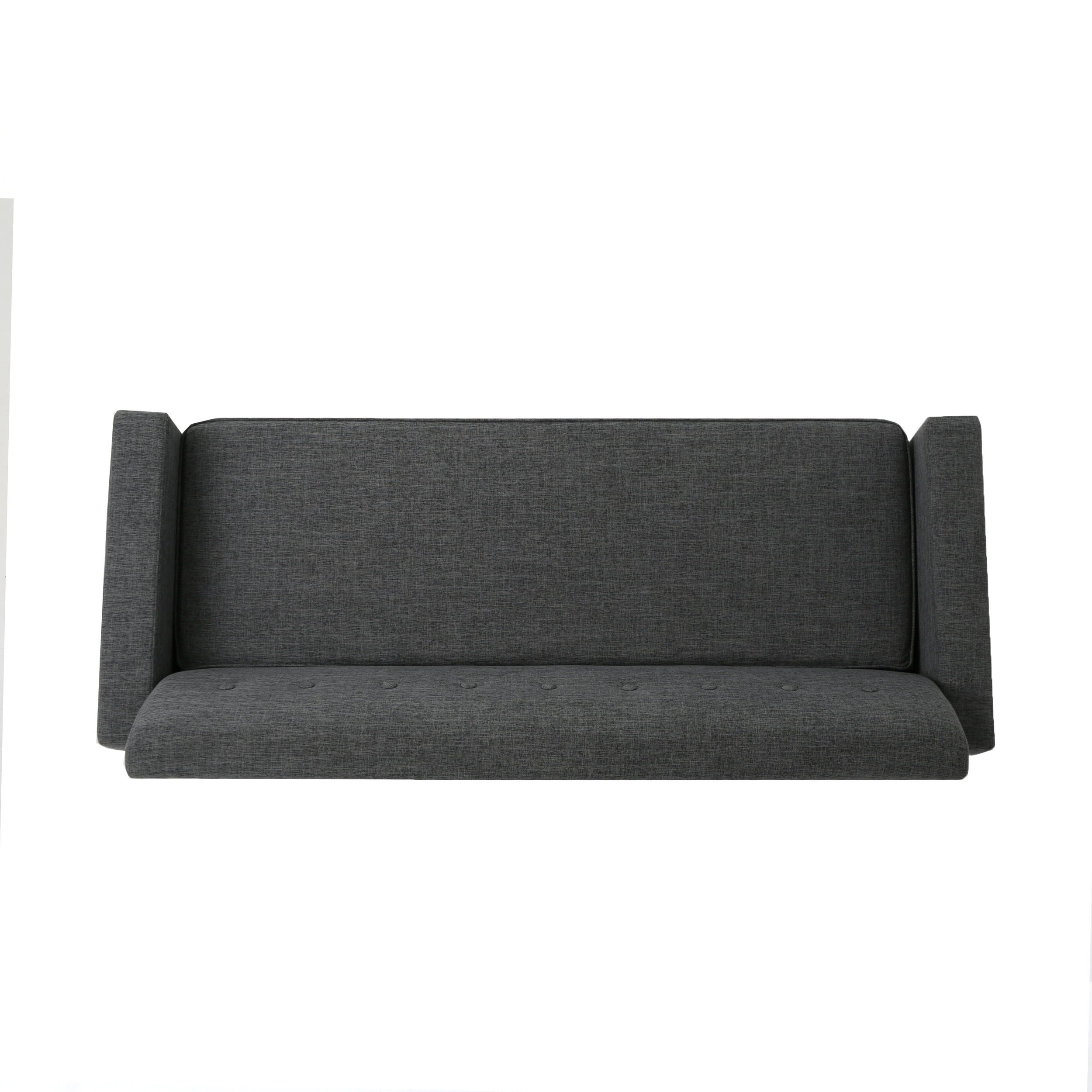 Noble House Elaina Fabric Button Tufted 3 Seater Sofa, Gray, Natural