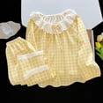 thumbnail image 4 of BOOMNY Child Girls Pajamas Sets 2 Peice Plaid Long Sleeve Lace Sleepwear Tops Pants Pjs Set for Kids Cozy Loungewear Homewear, 4 of 5