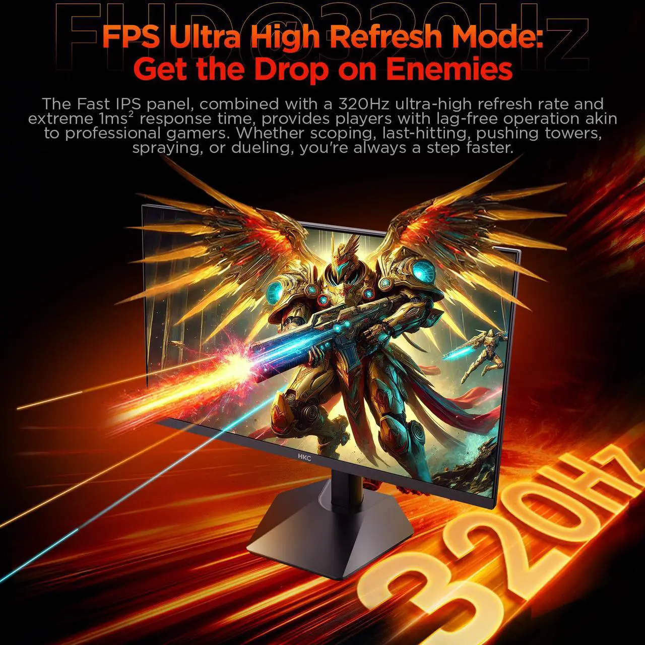 HKC G27H7P 27" 4K UHD Gaming Monitor Dual Mode 160Hz 4K Fast IPS 1ms HDR400 95% DCI-P3 Height Adjustable Ergonomic Stand HDMI 2.1 DisplayPort 1.4 Low Blue Light