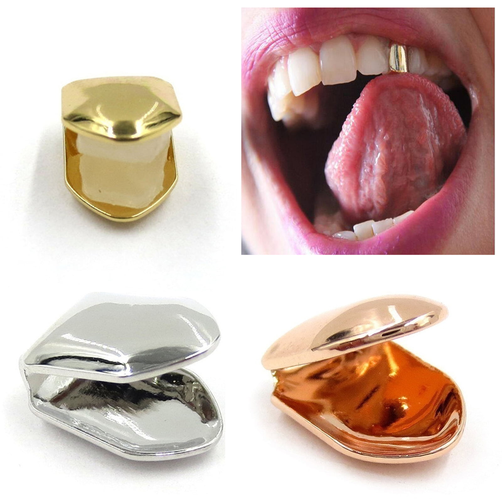Single Grill Tooth Clip Plated Mouth Teeth Cap Grills Bling Hip Hop C 