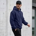 thumbnail image 4 of Mens Oversized Hoodies Sweatshirts | Fall Winter Hooded Collar Drawstring Pullover With Pocket for Workout Gym Navy M, 4 of 6