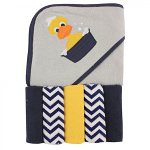 Luvable Friends Hooded Towel with Five Washcloths, Duck