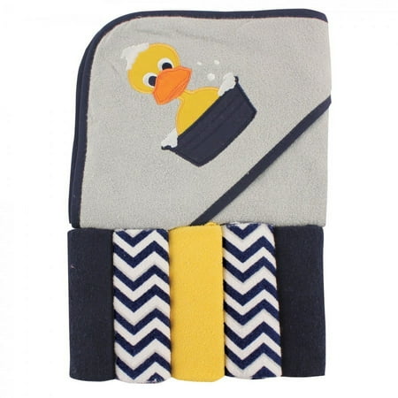 UPC: 0660168052480 | Luvable Friends Baby Unisex Hooded Towel with Five Washcloths Duck One Size