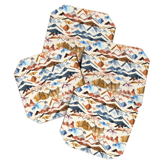 Society6 Ninola Design Western Landscape Watercolor Set of 4 Coasters