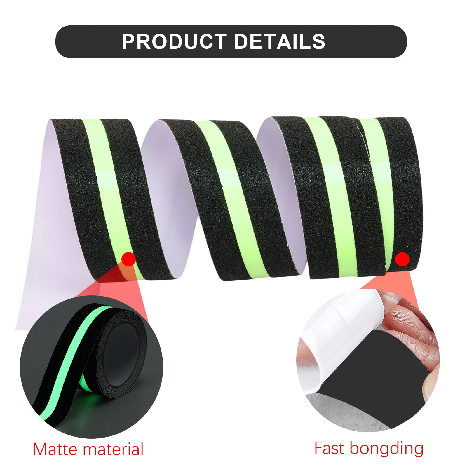 2 Pcs Non Slip Grip Tape with Glow in Dark 2 inch x16.4ft Waterproof Anti Slip Traction Tape for Stairs Floors Decks Bathrooms Outdoors