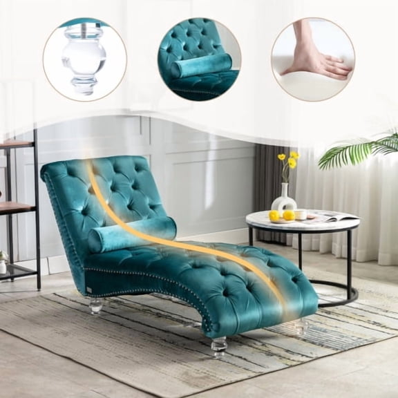 64" Velvet Tufted Single Sofa Couch, Sillones Para Domitorio Single Sofa with Ergonomic Frame, Butacas Para Sala Sofa for indoor leisure areas, Teal