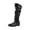 Black, variant on Lovskoo 2024 Women's Knee High Boots Leather Round Toe Large Size Comfortable Solid Color Western Boots Black