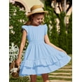 thumbnail image 3 of Arshiner Girls Flutter Sleeve A-Line Sundress Casual Summer Tiered Swing Midi Pocket Dress, 3 of 6