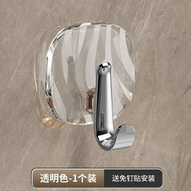Zhuge Gancho de plástico semitransparente creativo de 8 piezas, sin perforaciones, gancho adhesivo, sin rastro, gancho resistente para ropa, gancho de cocina (gancho plateado, transparente)
