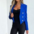 thumbnail image 6 of Joernso Long Sleeve Solid Color Loose Fit Women Blazer Double-breasted Placket Lapel Short Suit Jacket Outerwear, 6 of 8