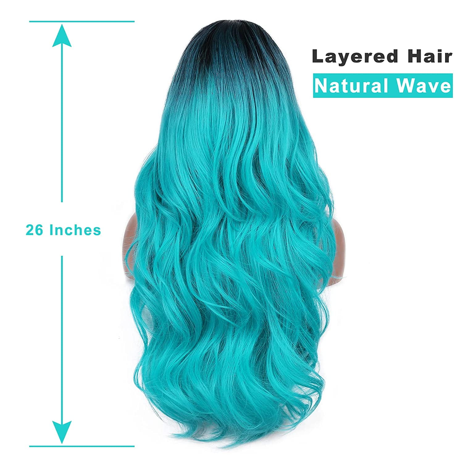 Ombre  Wig Long Curly Wavy Wig Heat Resistant Synthetic Wig Dark Roots Puple Wigs for Women Daily Party Cosplay