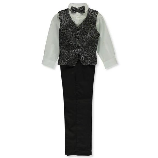 Kids World Boys' 4Piece Steele Metallic Vest Set black, 4t (Toddler