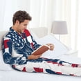 thumbnail image 6 of Fuzoiu fisherman fishing with USA flag Print Men's Long-Sleeved Pajama,Lounge Button Down Nightwear,Mens Notch Collar Pajama Set-Medium, 6 of 7