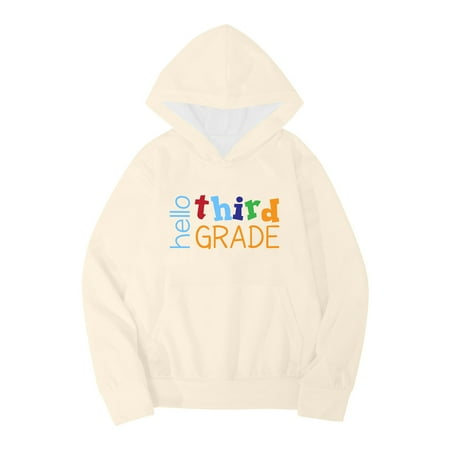 

Xijirk Kids Boys Girls Autumn WInter School Season Third Grade Letter Printed Long Sleeve Hoodie Warm and Comfortable Tops -Light Yellow-4-5 Years