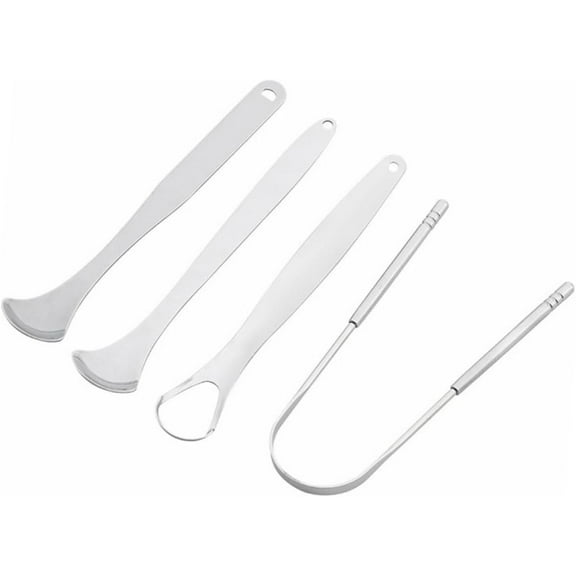 1 Set/4pcs Tongue Cleaning Metal Spatula Metal Tongue Scraper Metal Cleaner Tongue Scraper for Adults Stainless Spatula Tongue Scrapers Oral Tongue Scraping Tool Tongue Cleaners