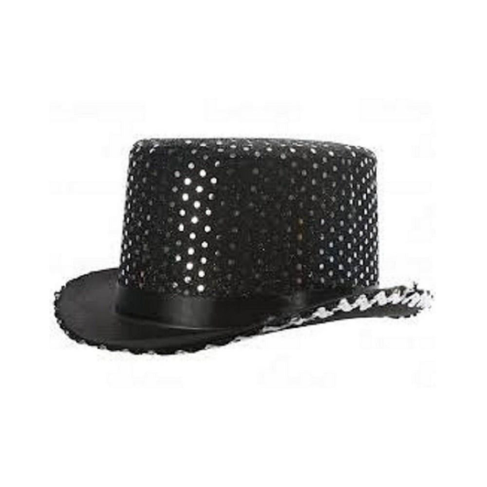 Jacobson Hats Adult's Black Sequin Butler Magician Top Hat Costume