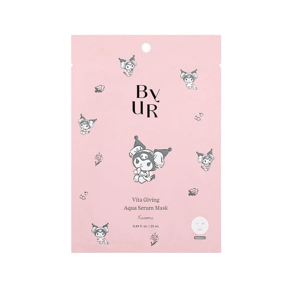 ByUR Vita Giving Sanrio Character Daily Aqua Serum Mask (1 Sheet) - Kuromi, Hydrating & Moisturizing Face Mask for Bright, Glowing Skin, Daily K-Beauty Skincare, K-Spa