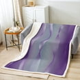 thumbnail image 2 of Gradient Grey and Purple Blanket Ombre Throw Blanket for Sofa Decor,Spiral Silver Print Wave Striped Pattern 50"x60" Fleece Blanket,Abstract Art Room Decor Aesthetic, 2 of 4