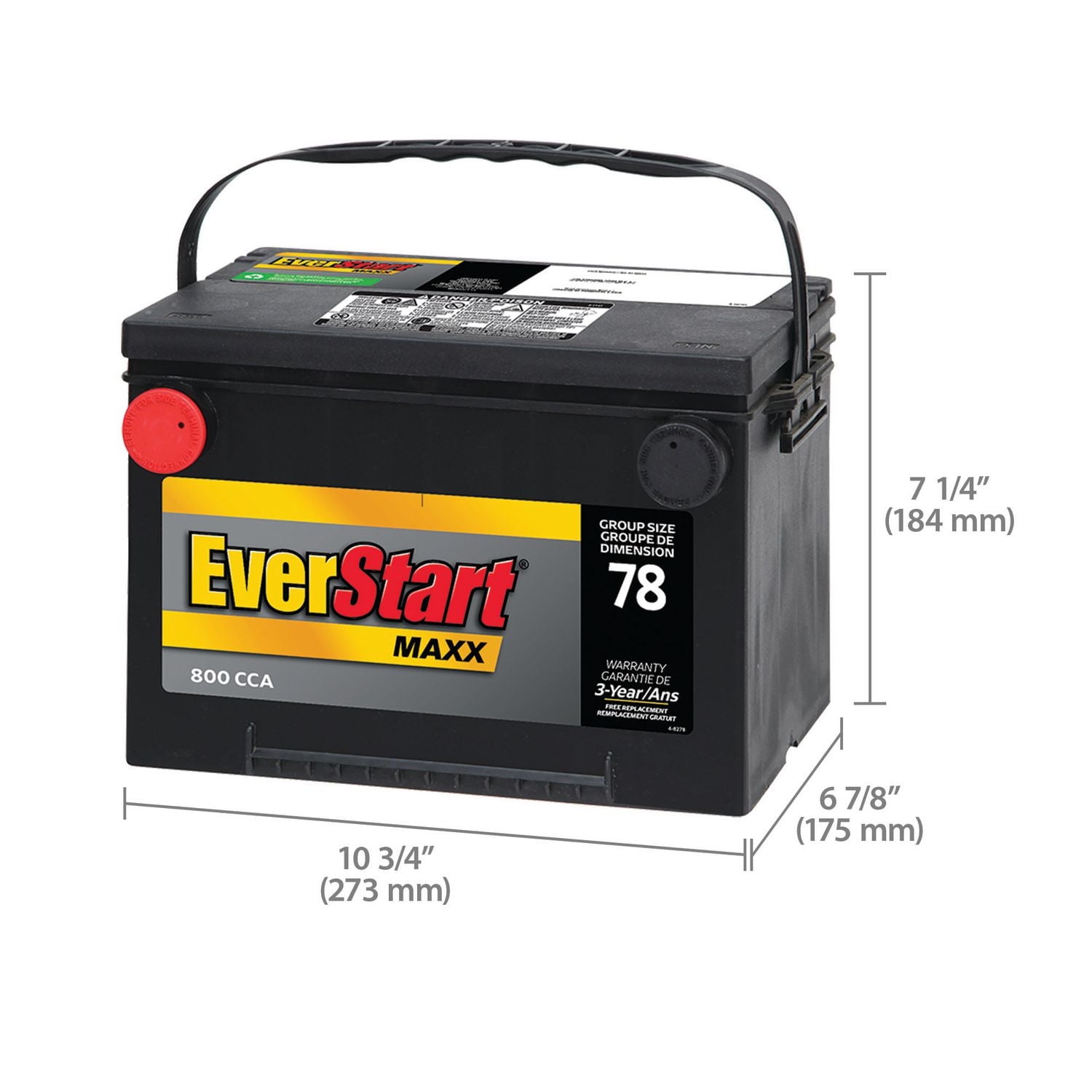 EverStart AUTO MAXX-78N 12 Volt, Auto Battery, Group 78, 800 CCA, Group Size 78 , 800 CCA