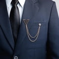 thumbnail image 6 of Men's Brooch Suit Pin with Chains Lapel Pin Badge for Tie Shirts Career Suit Gold, 6 of 8