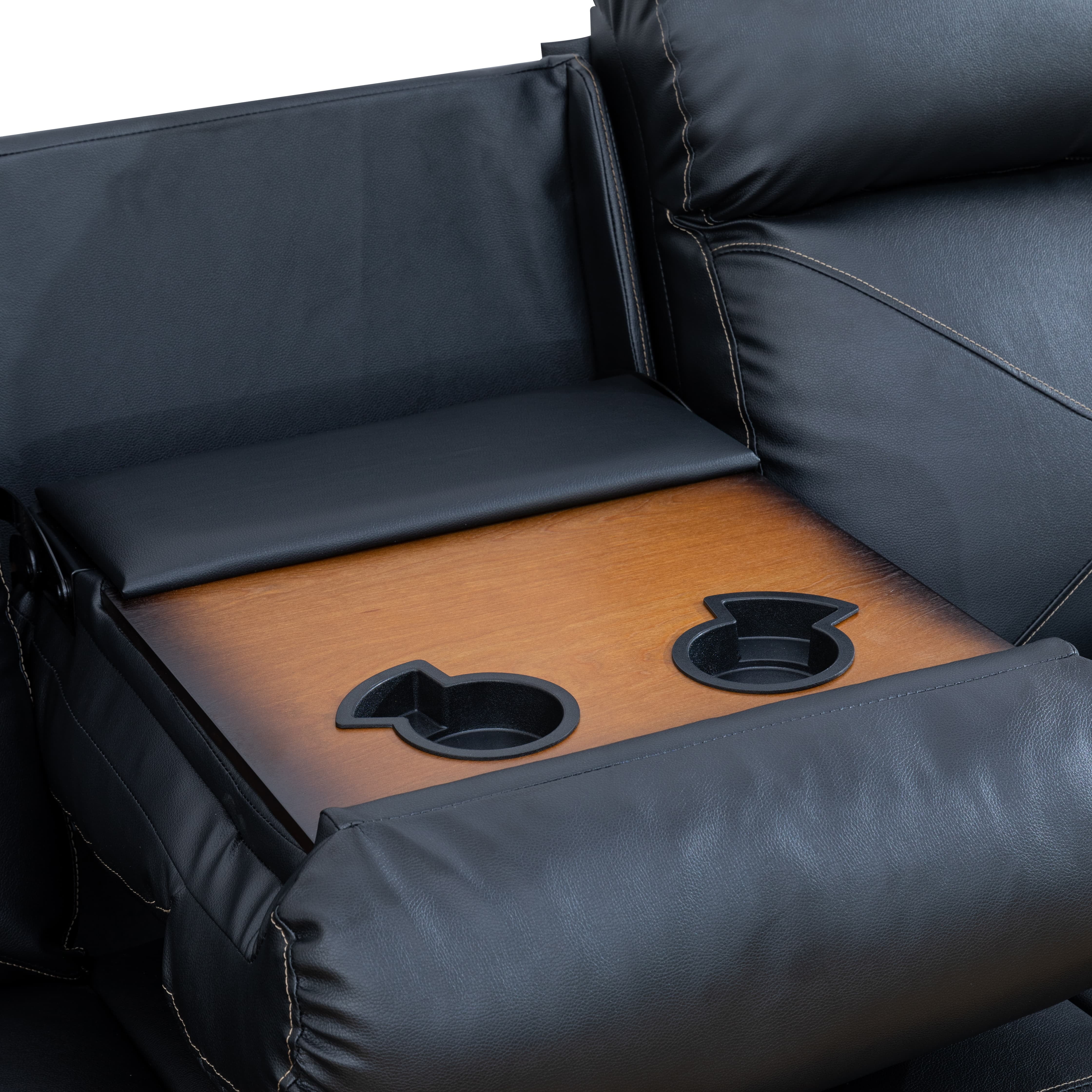 MAYEERTY Modern Breathable & Stylish Sofa Breathing Leather 3 - Piece Couch Set for Living Room，Black
