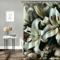 thumbnail image 2 of JEUXUS Retro White Lily Floral Flower Paintings Gray White Brown Plant Picture Shower Curtain for Bathroom Decoration White, 2 of 6