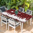 thumbnail image 2 of Red Plaid Christmas Table Cloths for 6 Foot Rectangle Tables, Xmas Elk Tree Snowflake Forest Patio Waterproof Elastic Fitted Tablecloths, Washable Rectangular Table Cover for Camping, 2 of 8