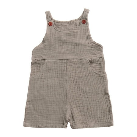 

Qcmgmg Toddler Pocket Strap Cotton Summer Solid Sleeveless Overalls