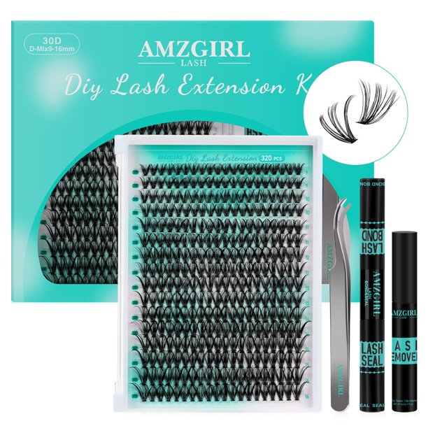 Kit de grupos de pestañas, 320 piezas, kit de extensión de pestañas 30D, unión y sellado de pestañas, removedor de pestañas impermeable para pestañas individuales, herramienta aplicadora de pestañas p