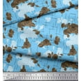 thumbnail image 3 of Soimoi Blue Cotton Duck Fabric Leaves & Austin Rose Floral Print Fabric by the Yard 42 Inch Wide, 3 of 3