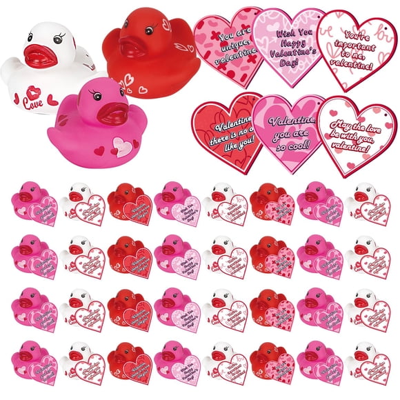 Regalos de San Valentín Aviski, 30 unidades, patos de goma con tarjetas para niños