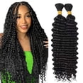 thumbnail image 1 of Human Braiding Hair for Boho Braids 20 Inch Deep Wave Bulk Human Hair Boho Hair for Braiding No Weft Brazilian Human Hair Extensions Wet and Wavy Curly Hum, 1 of 6