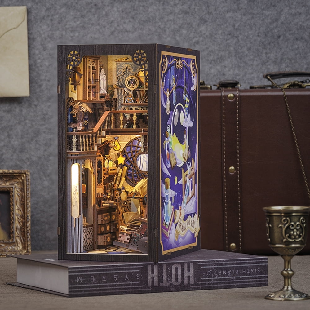 Tradeopia Puzzle en bois 3D – Kit DIY Salle Commune Nebula Bibliothèque Miniature